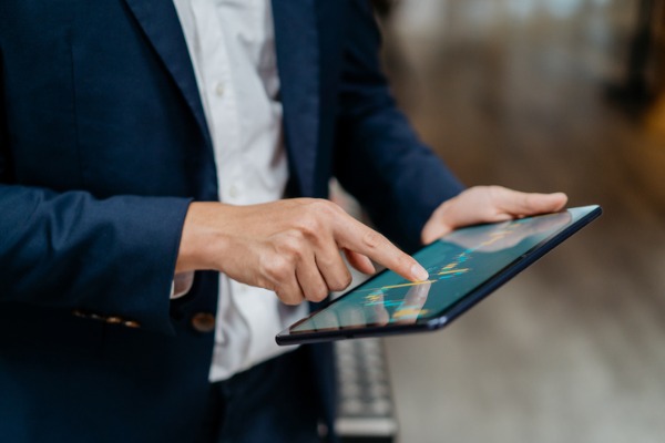 man with tablet